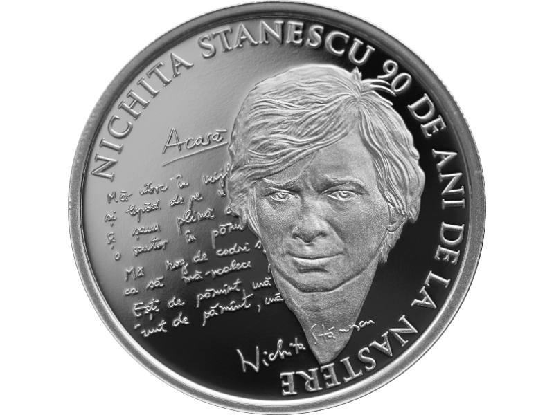 BNR, lansare moneda din argint cu tema 90 de ani de la nasterea lui Nichita Stanescu
