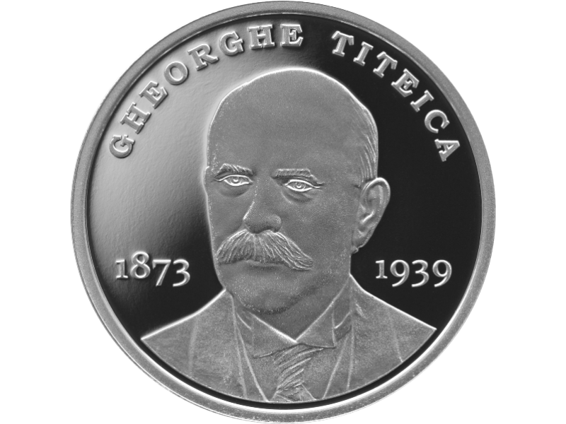 Moneda de argint cu tema 150 de ani de la nasterea lui Gheorghe Titeica