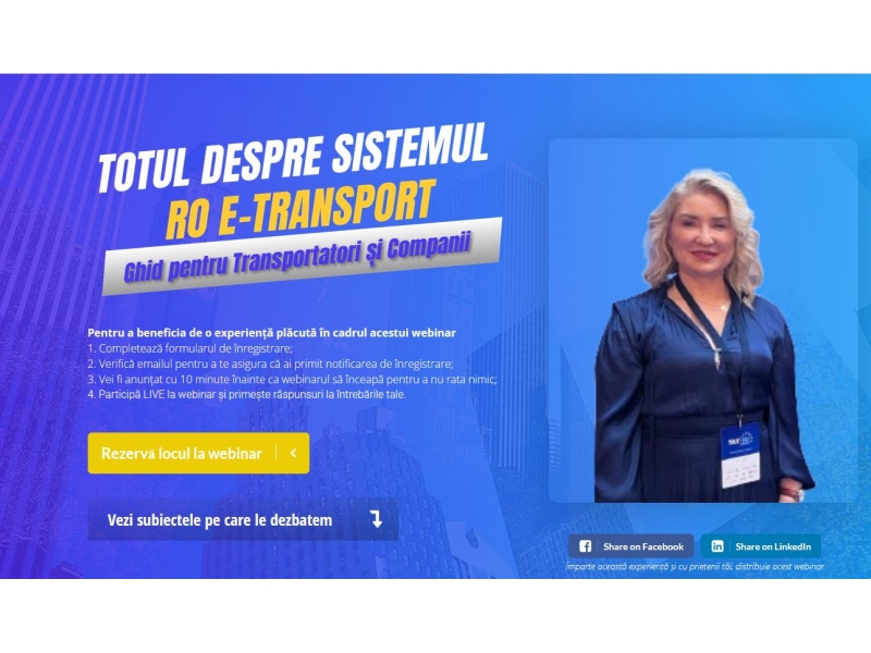 Descoperiti Viitorul Transporturilor cu RO e-Transport: Un Webinar Exclusiv cu Veronica Dutu